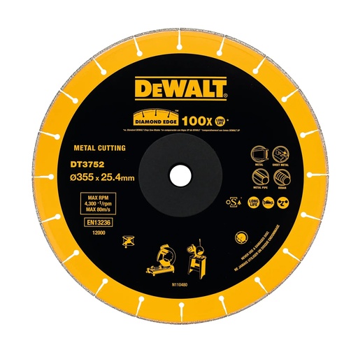 [PTG405.00053] DEWALT Extreme Diamond Edge Chop Saw Blade for Metal Cutting, DT3752-QZ