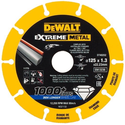 [PTG405.00068] DEWALT Extreme Diamond Disc, 125 x 22.23 x 1.3mm, DT40252-QZ