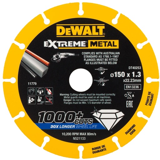 [PTG405.00069] DEWALT Extreme Diamond Disc, 150 x 22.23 x 1.3 mm, DT40253-QZ