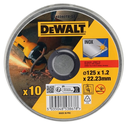 [PTG405.00082] DEWALT INOX Thin Cut, 125 x 1.2mm, 10XTIN, DT42340TZ-QZ