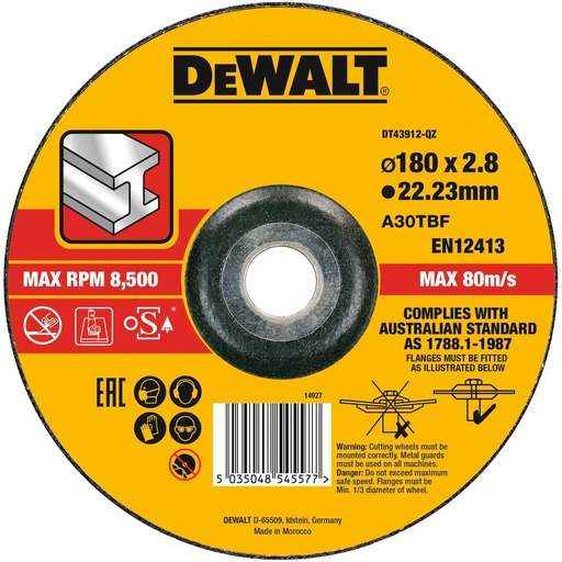 [PTG405.00104] DEWALT High Performance OSA Cutting Disc, 180 mm, DT43912-QZ
