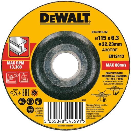 [PTG405.00106] DEWALT High Performance OSA Grinding Disc, 115 mm, DT43916-QZ