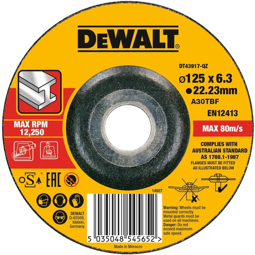 [PTG405.00107] DEWALT High Performance OSA Grinding Disc, 125 mm, DT43917-QZ
