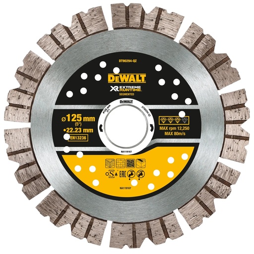 [PTG405.00136] DEWALT Extreme Runtime Segmented Concrete Cutting Diamond Wheel, 125 x 22mm, DT90294-QZ