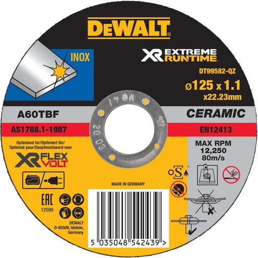 [PTG405.00139] DEWALT XR Extreme Runtime Cutting Disc, DT99582-QZ