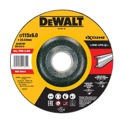 [PTG405.00153] DEWALT Extreme Grinding Metal, 115 x 6 x 22.23mm, DX7921-AE