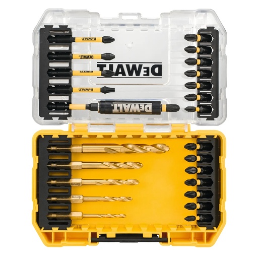 [PTG365.00664] DEWALT FLEXTORQ Set de masini de gaurit, cutie mica si rezistenta, 25 de piese, DT70749T-QZ