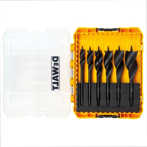 [PTG365.00793] DEWALT Tri-Flute Spade Bit Wood Drilling Set, 152mm, Medium Tough Case, 6 Pcs, DT90238-QZ