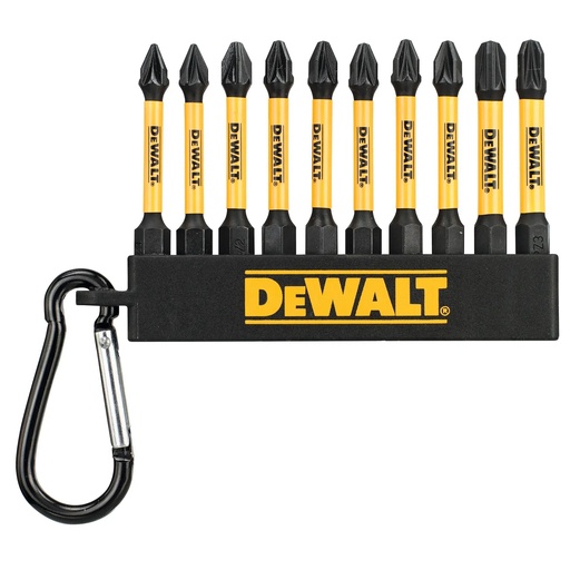 [PTG367.00067] DEWALT 10pc Mixed Pozi Impact Ready FLEXTORQ Screwdriver Bit Keyring, 57mm, DT7276-QZ