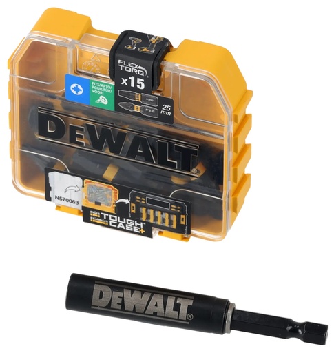 [PTG367.00229] DEWALT EXTREME FLEXTORQ Mixed Set in Small Bulk Storage Case, 25mm, 16 pc, DT70522T-QZ