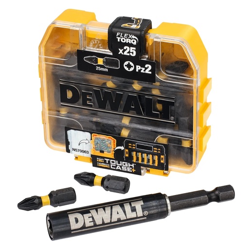 [PTG367.00243] DEWALT EXTREME FLEXTORQ Set PZ2 + Drive Guide in Small Bulk Storage Case, 25 mm, 26 pc, DT70564T-QZ