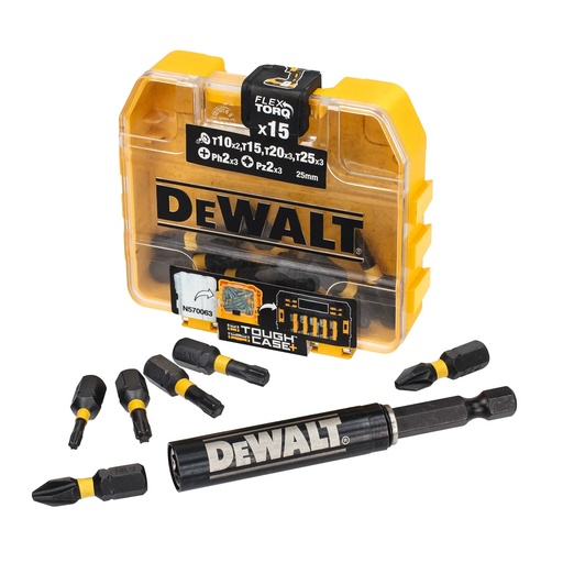 [PTG367.00245] DEWALT EXTREME FLEXTORQ Small Bulk Storage, Mixed Set, 25mm, 16 pc, DT70577T-QZ