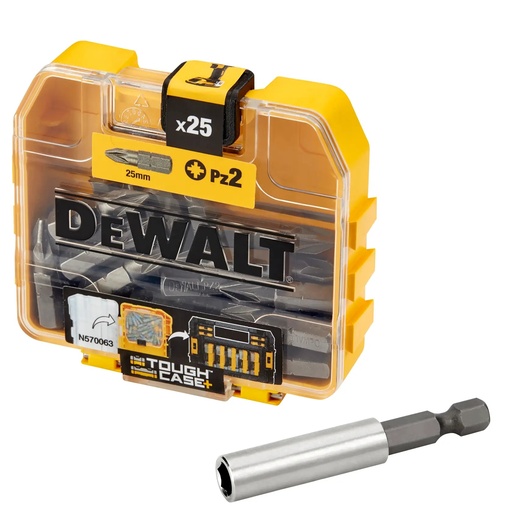 [PTG367.00418] DEWALT PZ2 Screwdriver Bit with Bit Holder, Small Bulk Storage Case, 25mm, 25 Pcs, DT71706-QZ