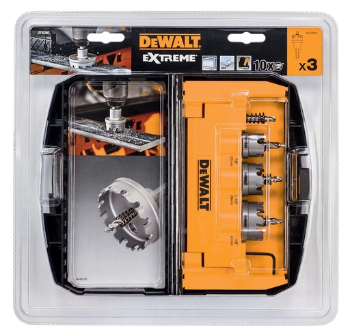 [PTG407.00175] DEWALT EXTREME Set de carote din carbura bimetal 2x Life HSS, 3 piese, in cutie, DT8360-QZ