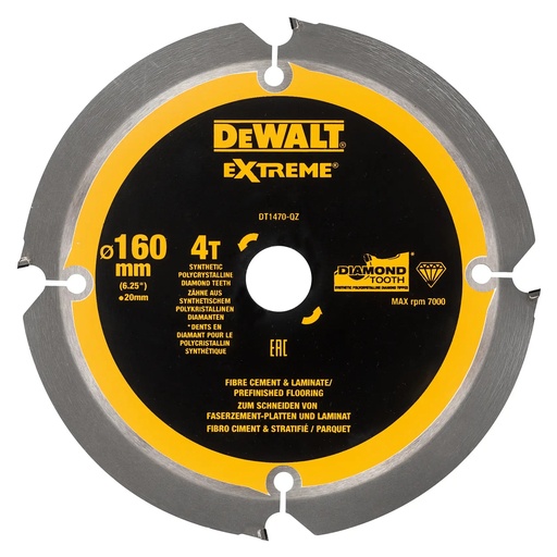 [PTG421.00005] DEWALT Extreme PCD Multi Material Circular Saw Blade, 160mm x 20mm, 4T, DT1470-QZ