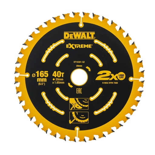 [PTG421.00025] DEWALT Extreme Lama de ferastrau circular, a doua fixare, 165 mm, 40 dinti, DT10301-QZ