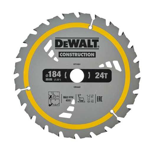 [PTG421.00035] DEWALT Framing Circular Saw Blade, 184mm, 24T, DT1951-QZ