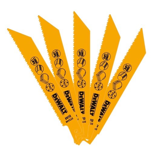 [PTG421.00045] DEWALT 10-14 TPI (Wood) BI-Metal Reciprocating Blade, 152mm, 5 Pack, DT2348-QZ
