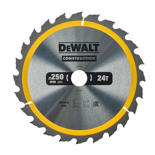[PTG421.00047] DEWALT Circular Saw Blade, 250mm x 30mm, 24T, DT1956-QZ