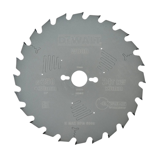 [PTG421.00073] DEWALT Extreme Lama de ferastrau circular pentru atelier, 250 mm x 30 mm, 24 dinti, DT4311-QZ