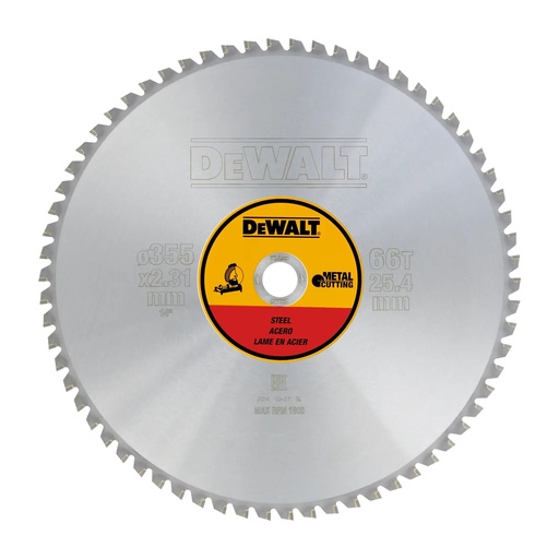 [PTG421.00088] DEWALT Steel Circular Saw Blade, 355mm x 25.4mm, 66T, DT1926-QZ