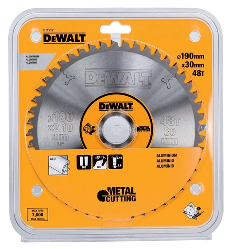 [PTG421.00119] DEWALT Lama de ferastrau circular pentru taierea aluminiului, 190 mm, 48 dinti, DT1912-QZ