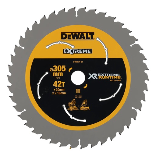 [PTG421.00131] DEWALT Extreme Lama de ferastrau circular Runtime, 305 mm x 30 mm, 42 dinti, DT99574-QZ