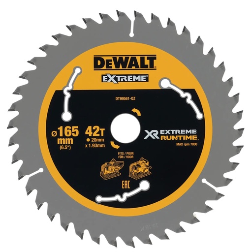 [PTG421.00150] DEWALT Extreme Runtime Circular Saw Blade, 165mm x 20mm, 42T, DT99561-QZ