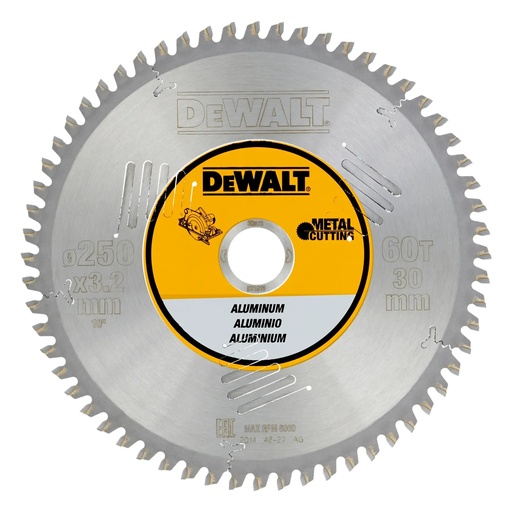 [PTG421.00154] DEWALT Aluminium Cutting Circular Saw Blade, 250mm, 60T, DT1915-QZ