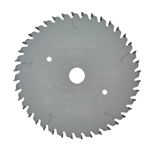[PTG421.00155] DEWALT Extreme Lama de ferastrau circular pentru atelier, 165 mm x 20 mm, 40 dinti, DT1091-QZ