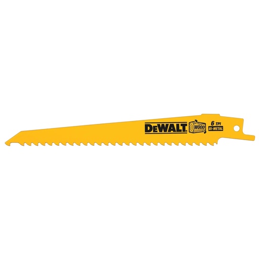 [PTG421.00165] DEWALT 6 TPI (Wood) BI-Metal Reciprocating Blade, 152mm, 5 Pack, DT2359-QZ