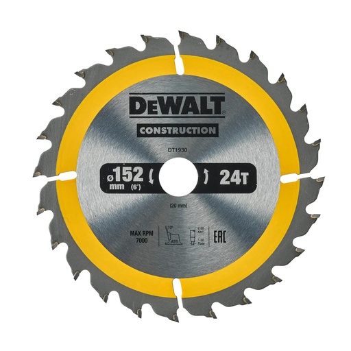 [PTG421.00166] DEWALT Circular Saw Blade, 152mm x 20mm, 24T, DT1930-QZ