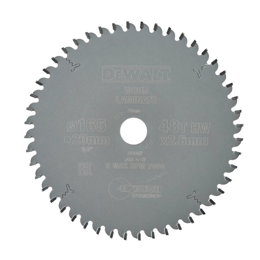 [PTG421.00167] DEWALT Extreme Lama de ferastrau circular pentru atelier, diametru arbore - 20 mm, 165 mm, 48 dinti, DT4087-QZ