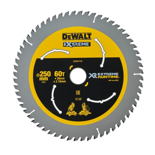 [PTG421.00178] DEWALT Extreme Runtime Circular Saw Blade, 250mm x 30mm, 60T, DT99573-QZ