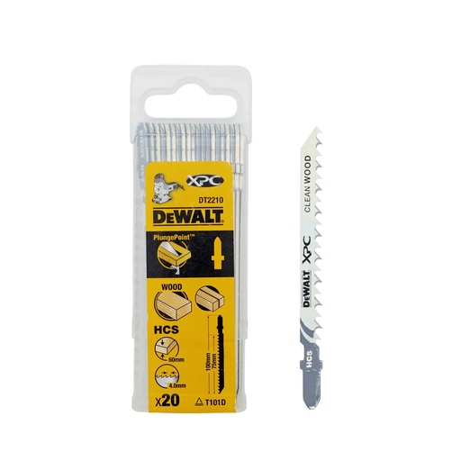 [PTG421.00201] DEWALT Extreme Precision HCS Jigsaw Blade Wood (T101D), 75mm, 20 Pack, DT2210-QZ