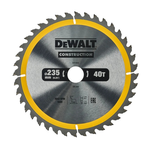 [PTG421.00208] DEWALT Circular Saw Blade, 235mm x 30mm, 40T, DT1955-QZ