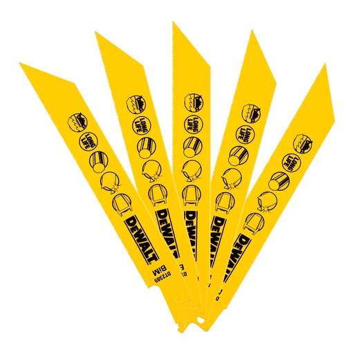 [PTG421.00224] DEWALT 24 TPI (Metal) BI-Metal Reciprocating Blade, 152mm, 5 Pack, DT2385-QZ