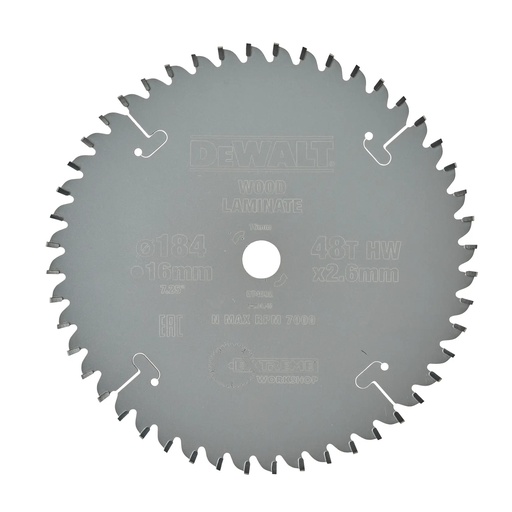 [PTG421.00232] DEWALT Extreme Workshop Circular Saw Blade, 184mm x 16mm, 48T, DT4092-QZ