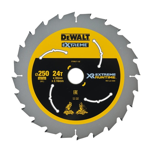 [PTG421.00264] DEWALT Extreme Runtime Circular Saw Blade, 250mm x 30mm, 24T, DT99571-QZ