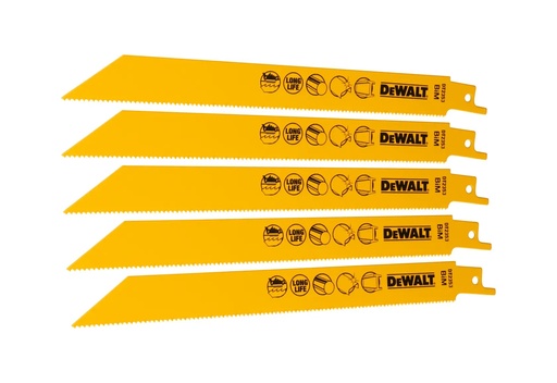 [PTG421.00265] DEWALT 14 TPI (Metal) BI-Metal Reciprocating Blade, 203mm, 5 Pack, DT2353-QZ