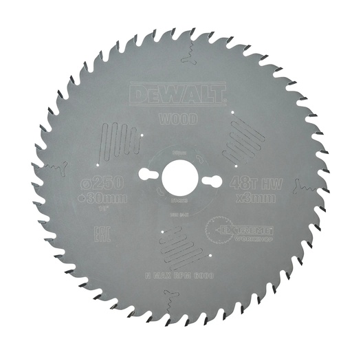 [PTG421.00266] DEWALT Extreme Workshop Circular Saw Blade, 250mm x 30mm, 48T, DT4323-QZ