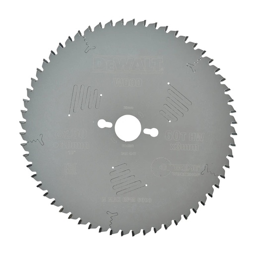 [PTG421.00278] DEWALT Extreme Workshop Circular Saw Blade, 250mm x 30mm, 60T, DT4352-QZ