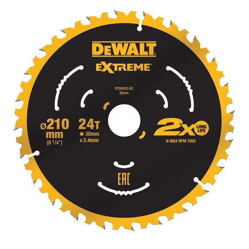 [PTG421.00289] DEWALT Extreme Circular Saw, 210mm x 30mm, 24T, DT20432-QZ