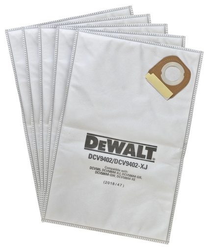 [PTG423.00003] DEWALT Fleece Dust Bag For DCV586M, 5 Pack, DCV9402-XJ