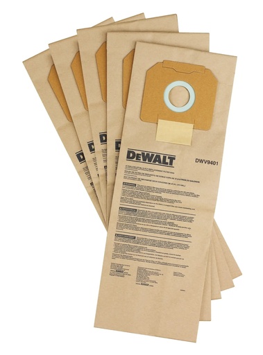 [PTG423.00005] DEWALT Paper Dust Bag For D27901, DWV901, DWV902, DWV905, 5 Pack, DWV9401-XJ