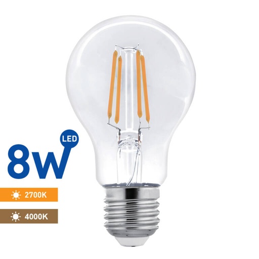 [PTG074.00034] LED Filament Bulb 8W E27 A60, WELLMAX