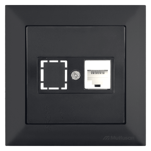 [PTG031.00191] CANDELA Velvet Black – Data Socket, CAT6, 1xRJ45, MUTLUSAN