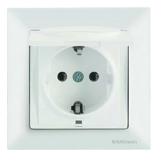 [PTG229.01053] CANDELA – Single Earthed Socket, With Cover, MUTLUSAN
