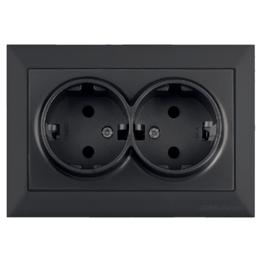 [PTG229.01062] CANDELA Velvet Black – Double Earthed Socket, Bakelite, MUTLUSAN