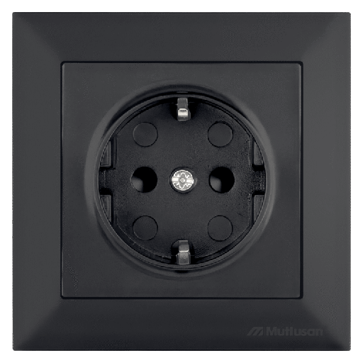 [PTG229.01065] CANDELA Negru catifea – Priza simpla cu impamantare, Protectie copii, MUTLUSAN